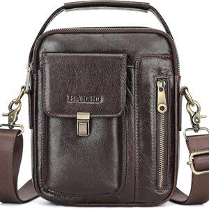 Genuine Leather Shoulder Bag for Men Crossbody Bag Small Leather Messenger Brief